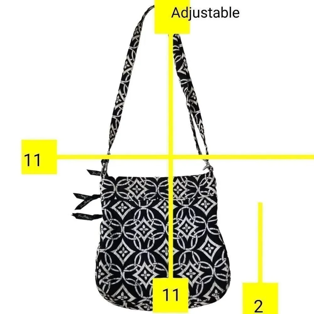 Vera Bradley Black & White Cotton Quilted Adjustable Crossbody or Shoulder Bag